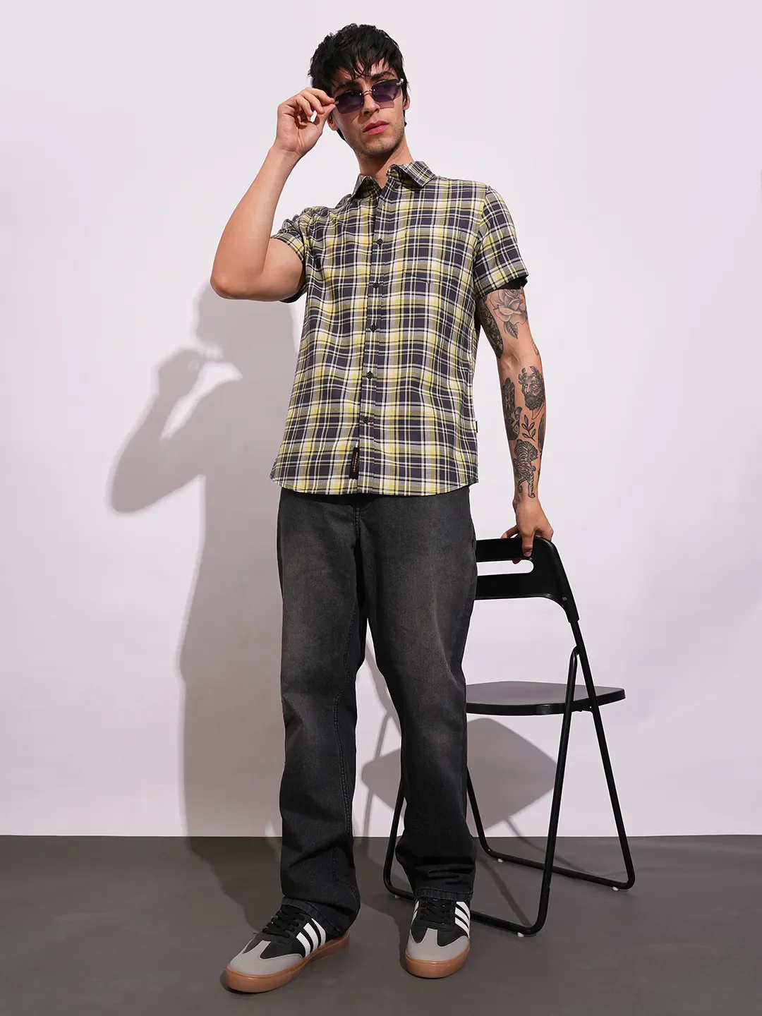 Yellow Slim Fit Regular Collar Men's Shirt by Being Human Clothing - Image 4