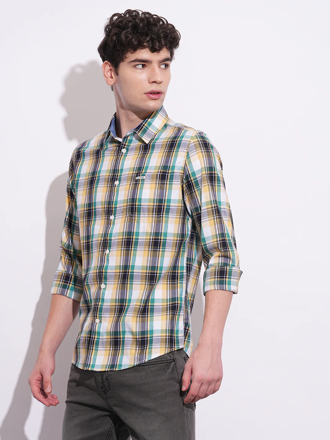 Yellow Regular Fit Regular Collar Men's Shirt by Being Human Clothing - Image 2