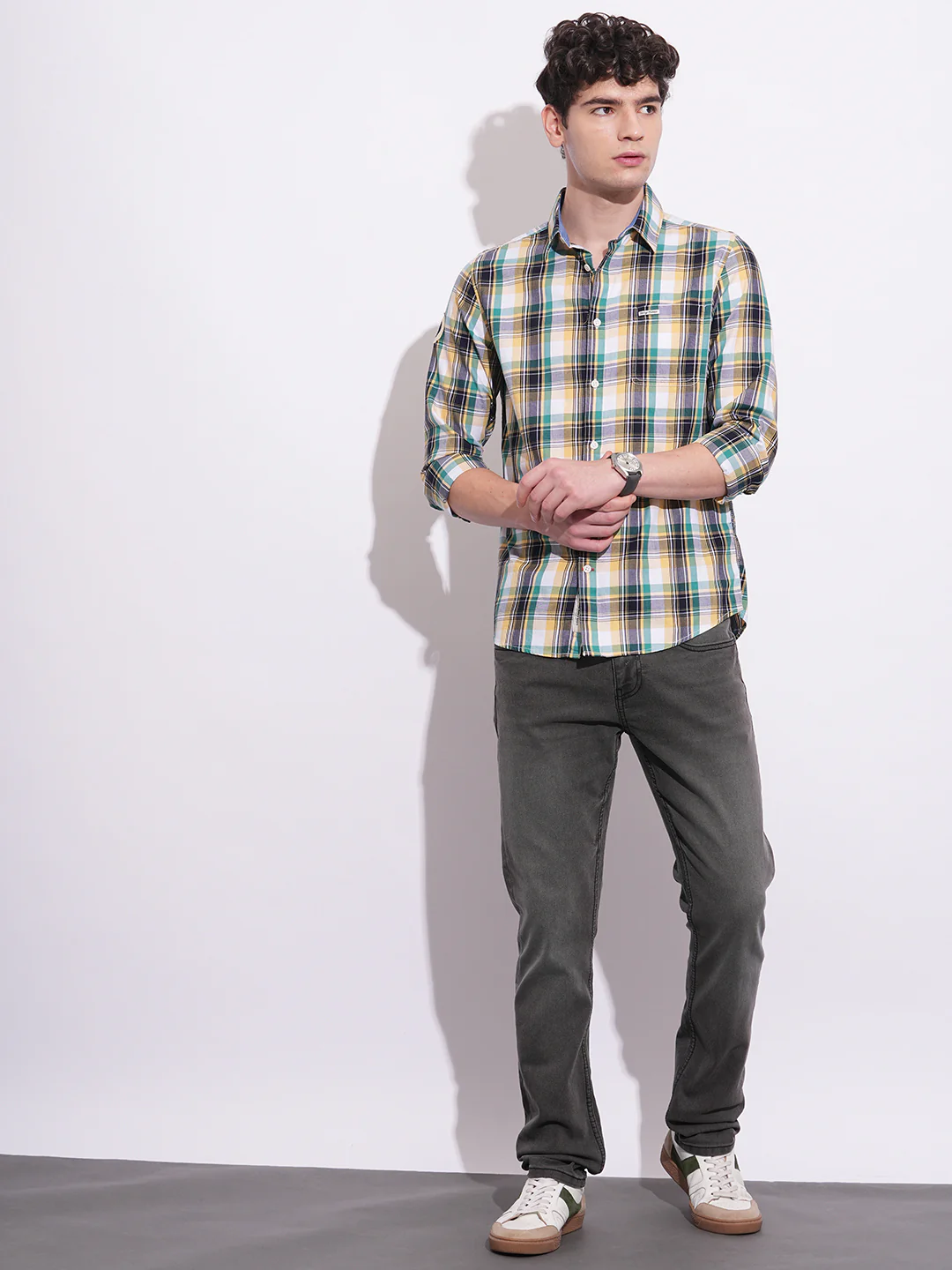 Yellow Regular Fit Regular Collar Men's Shirt by Being Human Clothing - Image 5