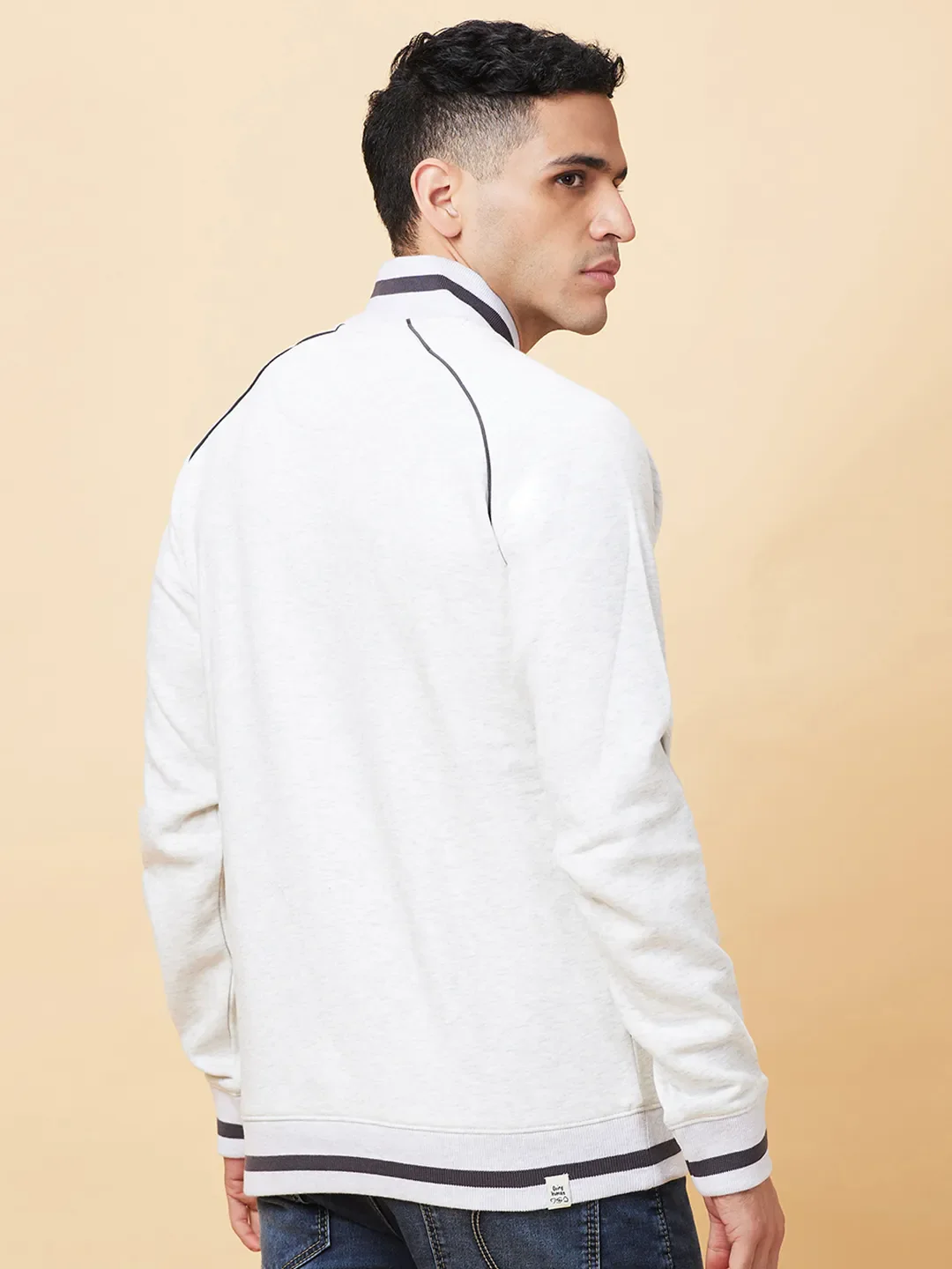 Grey Regular Fit High Neck Men's Sweatshirt by Being Human Clothing - Image 3