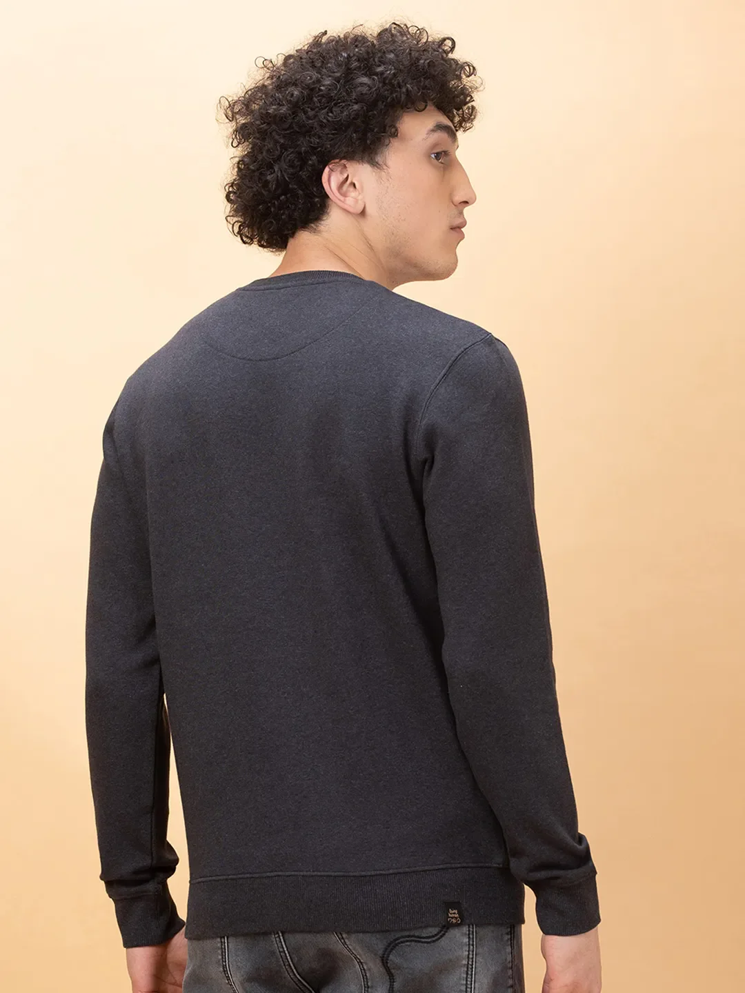 Grey Regular Fit Round Neck Men's Sweatshirt by Being Human Clothing - Image 3
