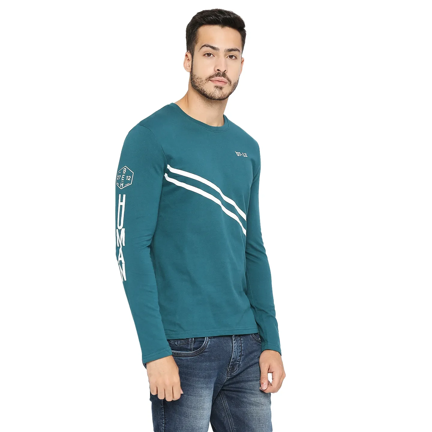 Deep Teal Men's Casual Sweatshirt by Being Human Clothing - Image 3