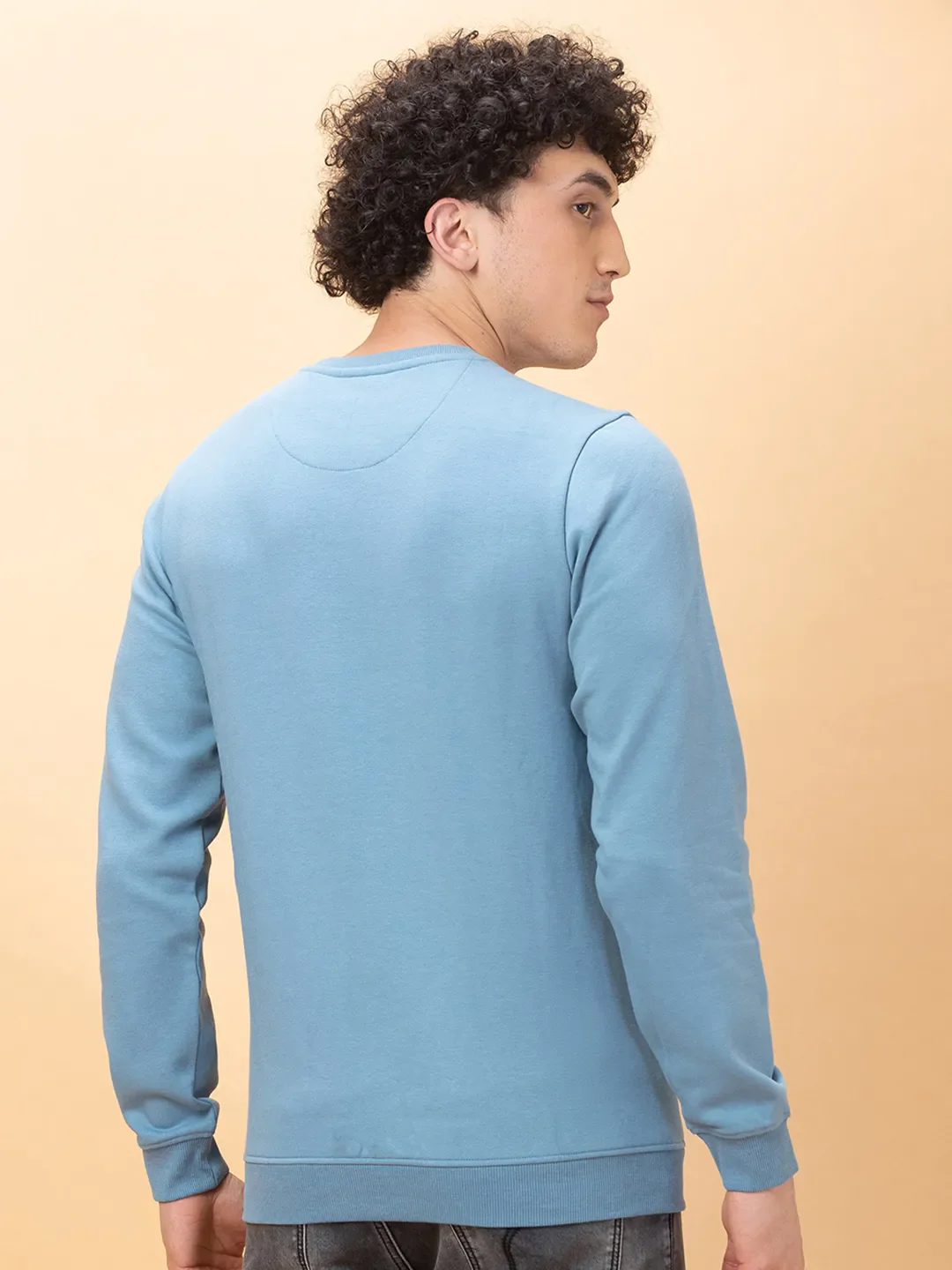 Blue Regular Fit Round Neck Long Sleeves Men's Sweatshirt by Being Human Clothing - Image 3