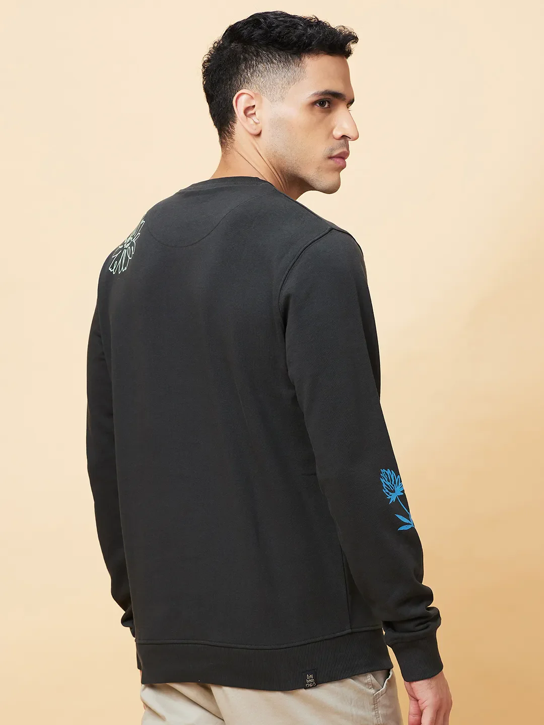 Grey Regular Fit Round Neck Men's Sweatshirt by Being Human Clothing - Image 3