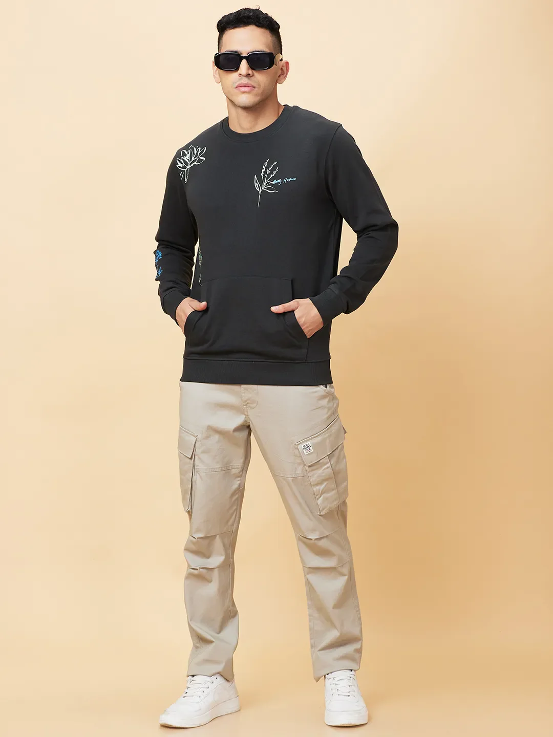 Grey Regular Fit Round Neck Men's Sweatshirt by Being Human Clothing - Image 6