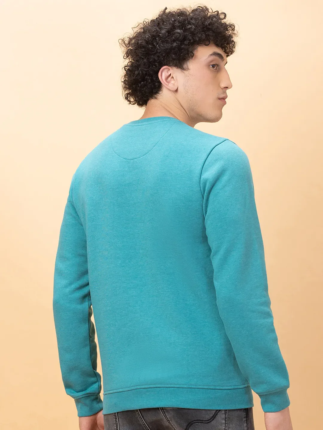 Dark Green Regular Fit Round Neck Men's Sweatshirt by Being Human Clothing - Image 3