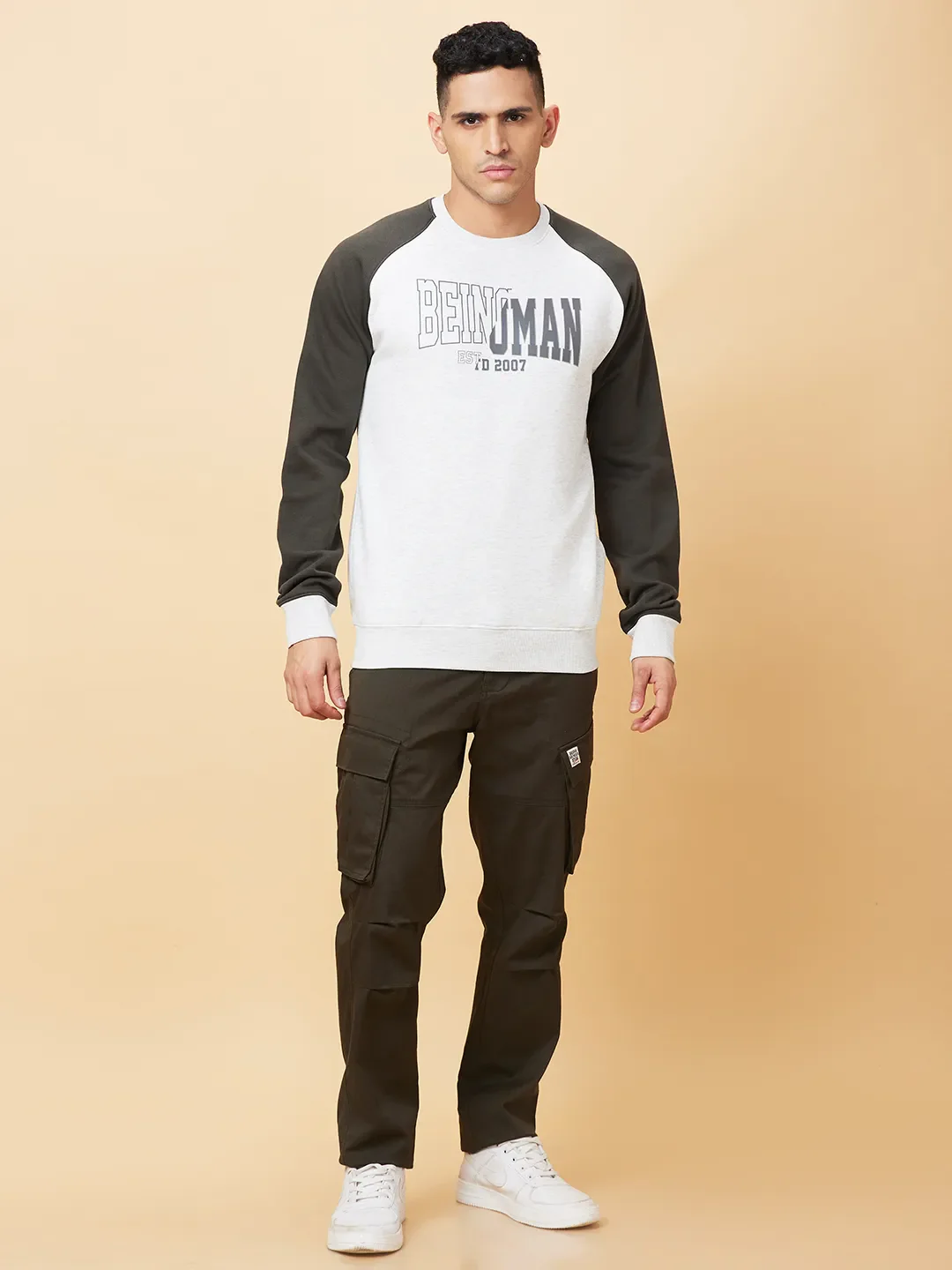 Grey Regular Fit Round Neck Men's Sweatshirt by Being Human Clothing - Image 2