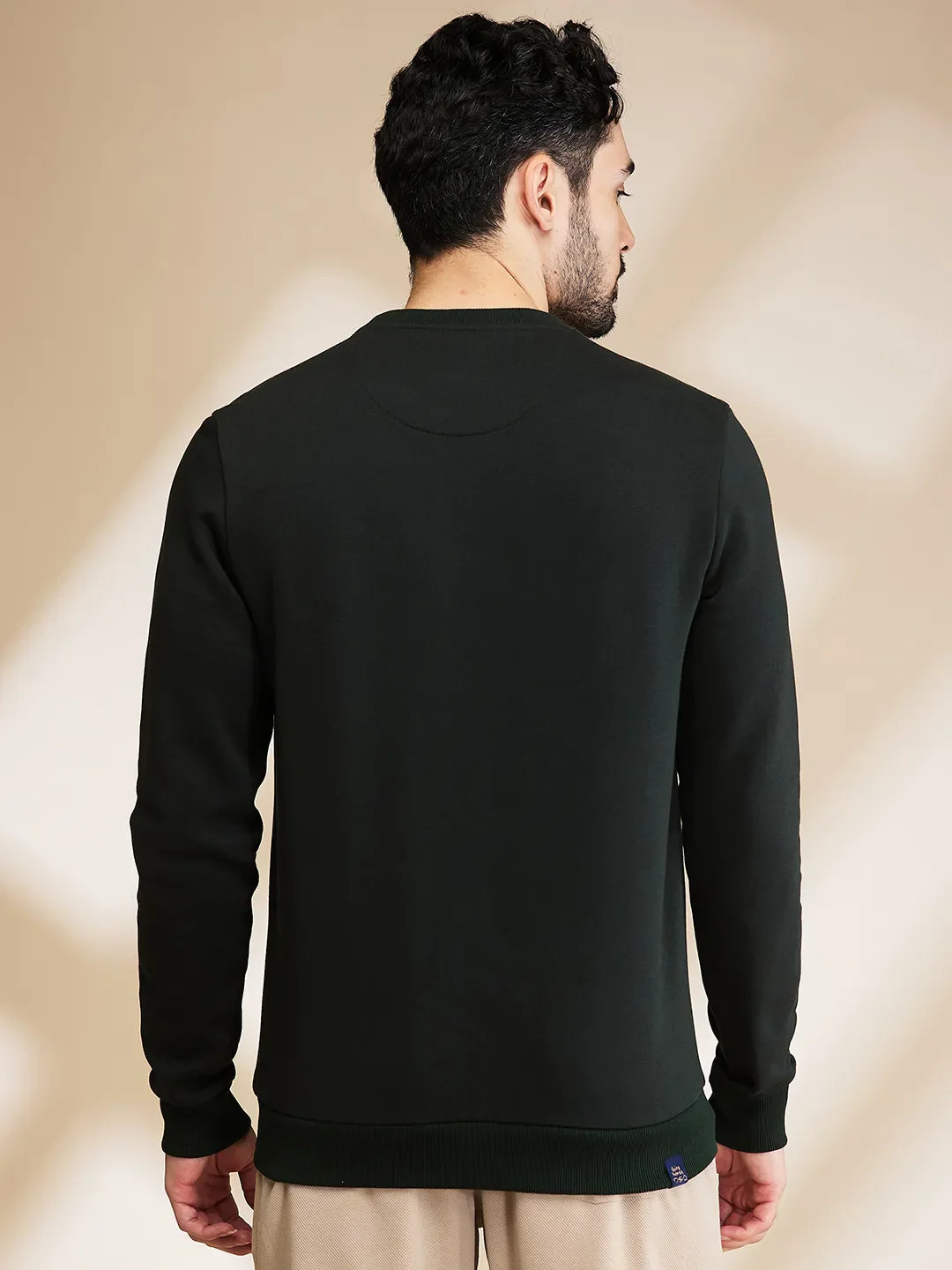 Green Regular Fit Round Neck Long Sleeves Men's Sweatshirt by Being Human Clothing - Image 3