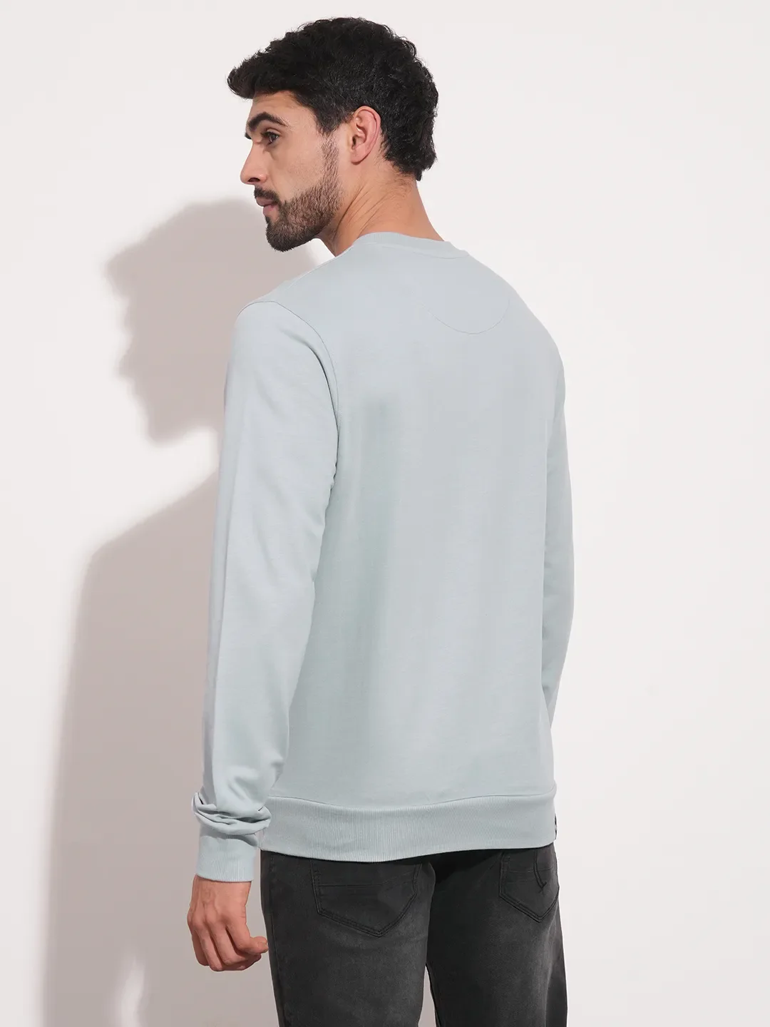 Grey Regular Fit Round Neck Men's Sweatshirt by Being Human Clothing - Image 3