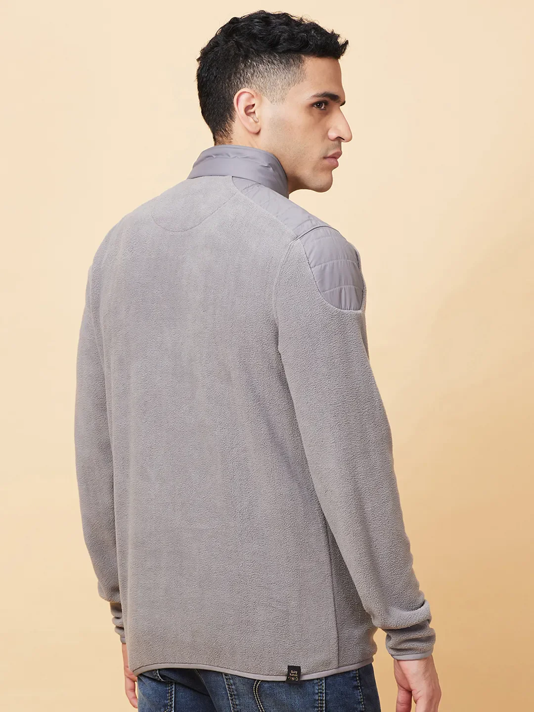 Grey Regular Fit High Neck Long Sleeves Men's Sweatshirt by Being Human Clothing - Image 3