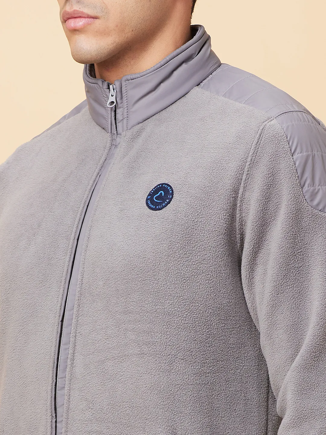 Grey Regular Fit High Neck Long Sleeves Men's Sweatshirt by Being Human Clothing - Image 5