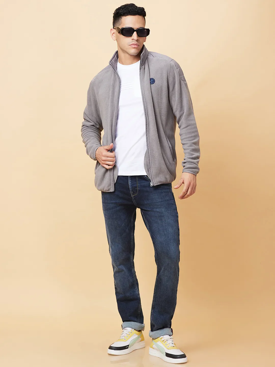 Grey Regular Fit High Neck Long Sleeves Men's Sweatshirt by Being Human Clothing - Image 6