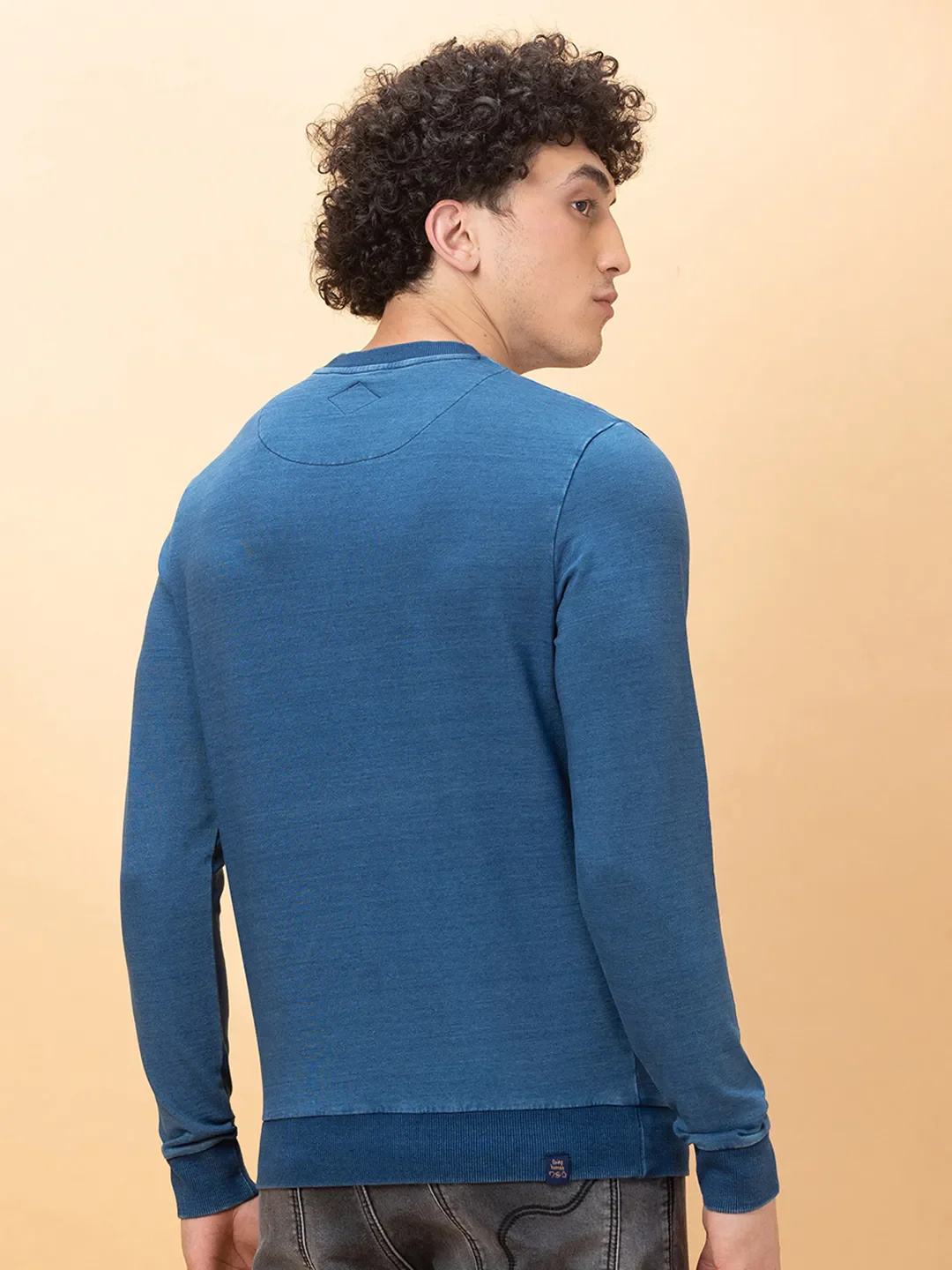 Navy Slim Fit Round Neck Men's Sweatshirt by Being Human Clothing - Image 3