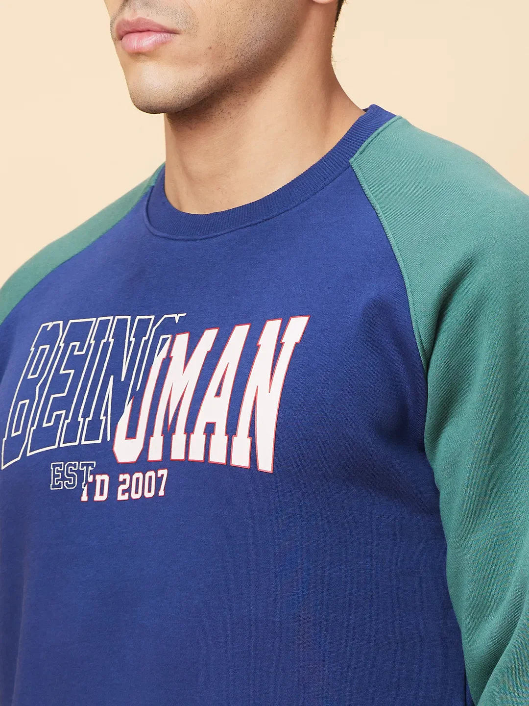 Midnight Blue Regular Fit Round Neck Men's Sweatshirt by Being Human Clothing - Image 5