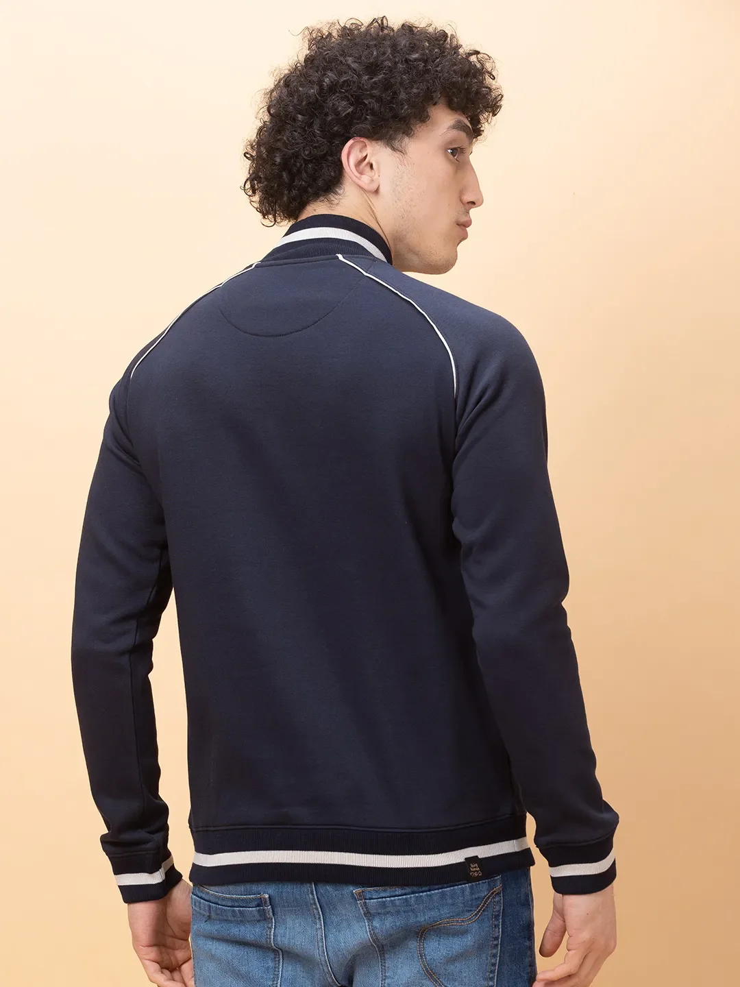Navy Regular Fit High Neck Men's Sweatshirt by Being Human Clothing - Image 3