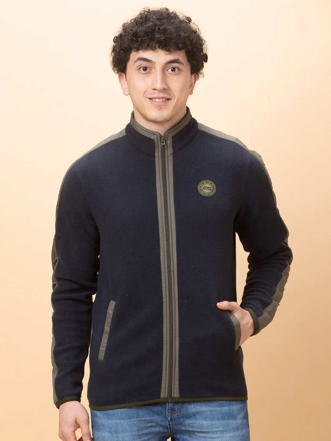 Blue Regular Fit High Neck Long Sleeves Men's Sweatshirt by Being Human Clothing