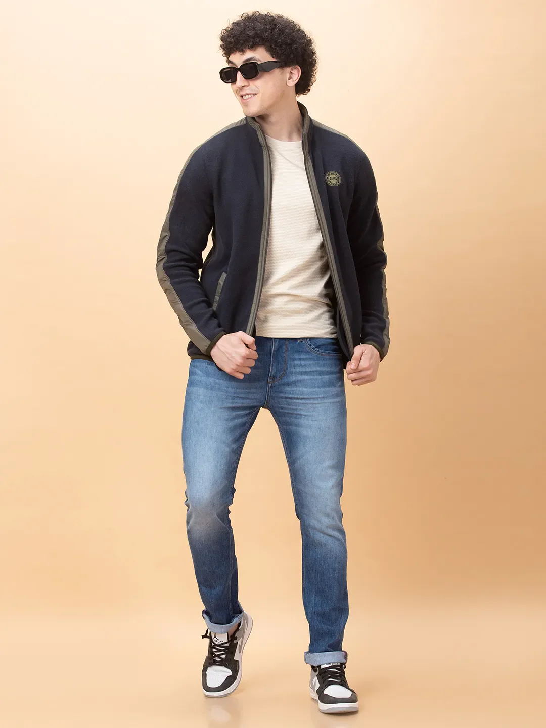Blue Regular Fit High Neck Long Sleeves Men's Sweatshirt by Being Human Clothing - Image 6