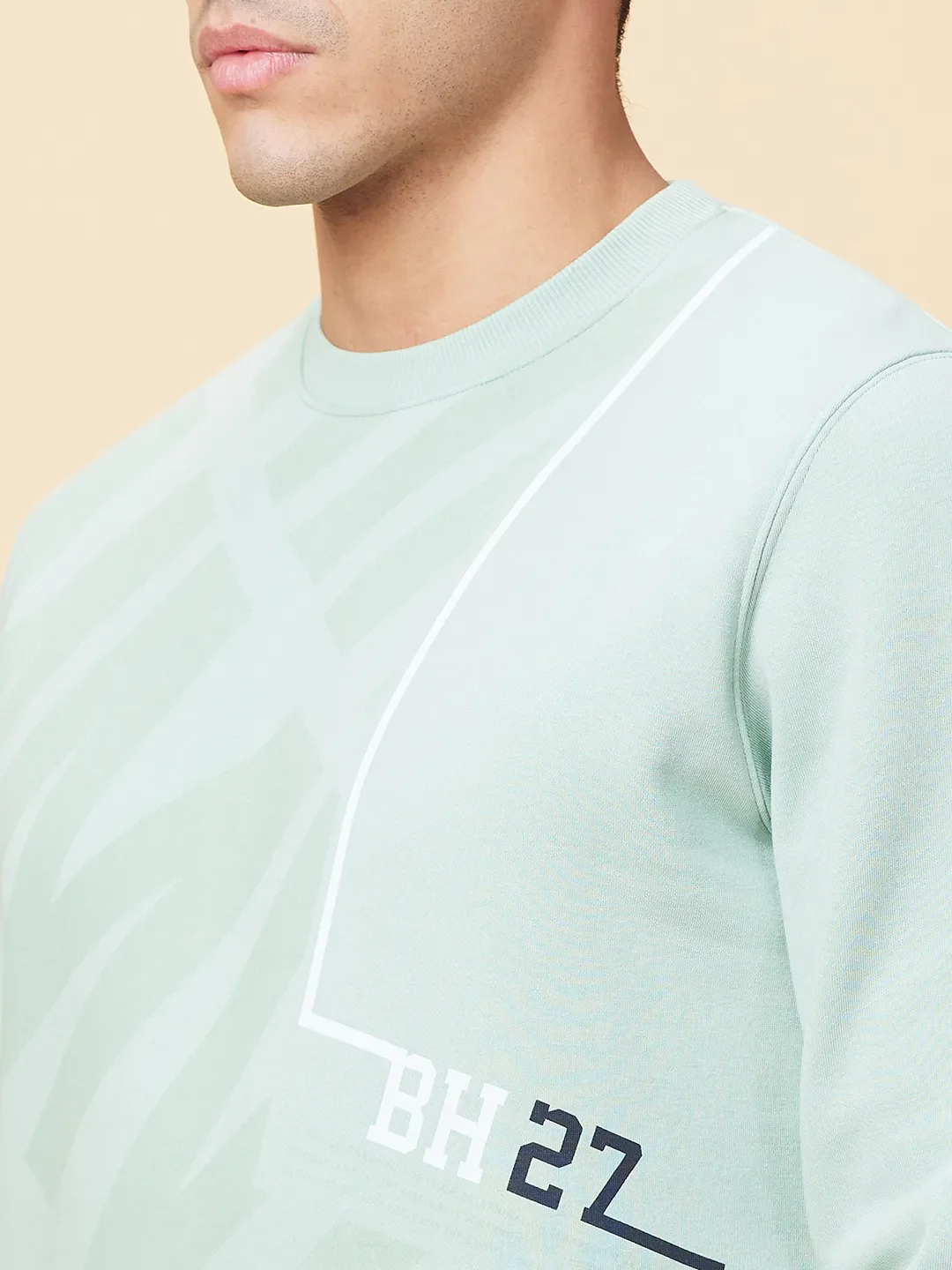 Ocean Green Regular Fit Round Neck Men's Sweatshirt by Being Human Clothing - Image 5