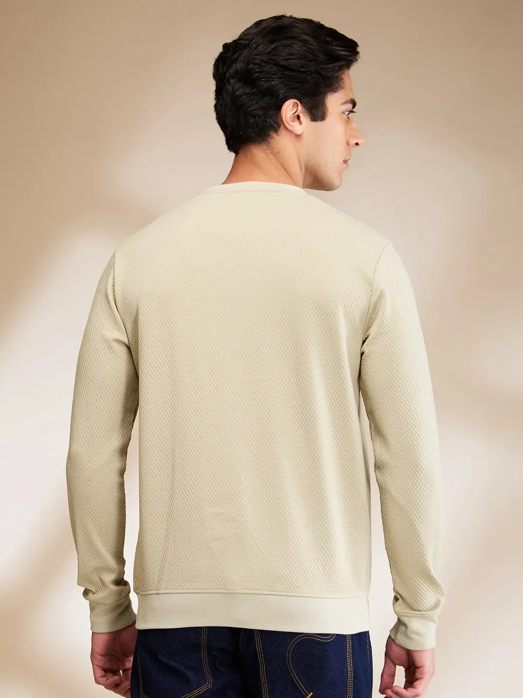 Olive Slim Fit Round Neck Men's Sweatshirt by Being Human Clothing - Image 3