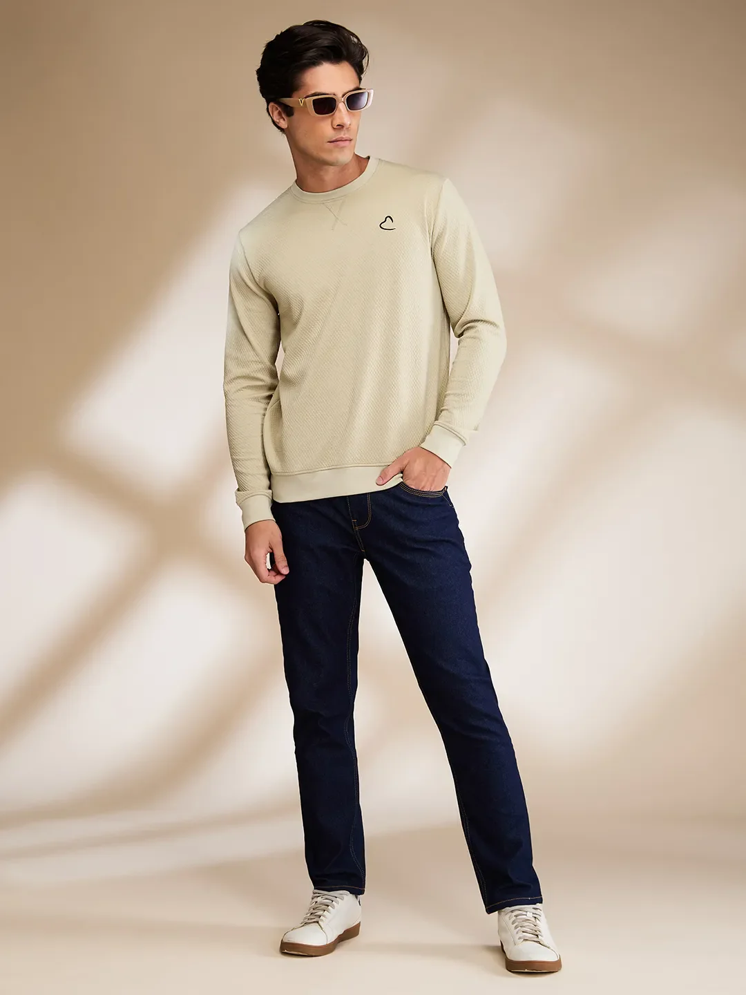 Olive Slim Fit Round Neck Men's Sweatshirt by Being Human Clothing - Image 6