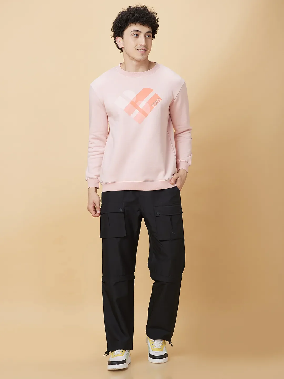 Pink Regular Fit Round Neck Men's Sweatshirt by Being Human Clothing - Image 2