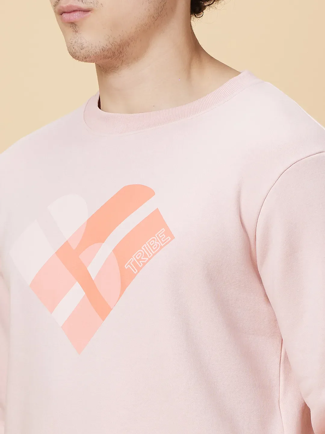 Pink Regular Fit Round Neck Men's Sweatshirt by Being Human Clothing - Image 5