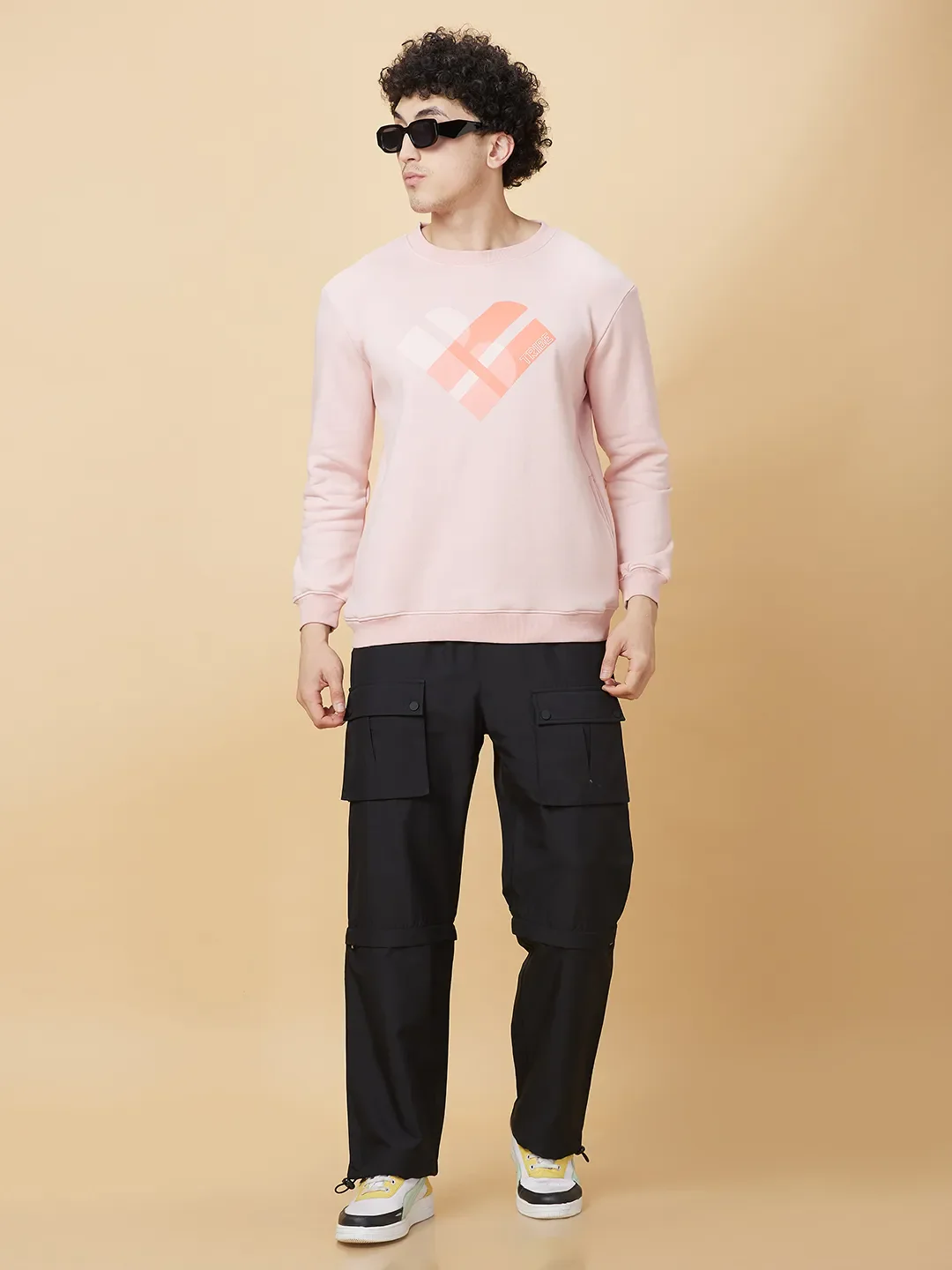 Pink Regular Fit Round Neck Men's Sweatshirt by Being Human Clothing - Image 6