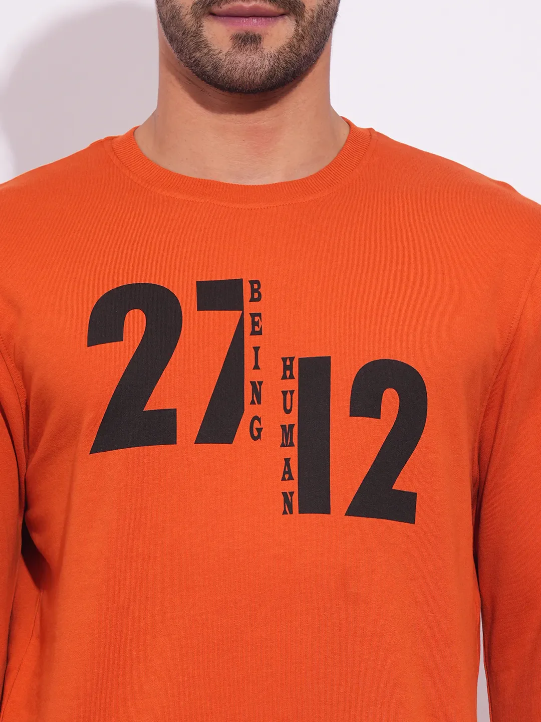 Rust Regular Fit Round Neck Men's Sweatshirt by Being Human Clothing - Image 5