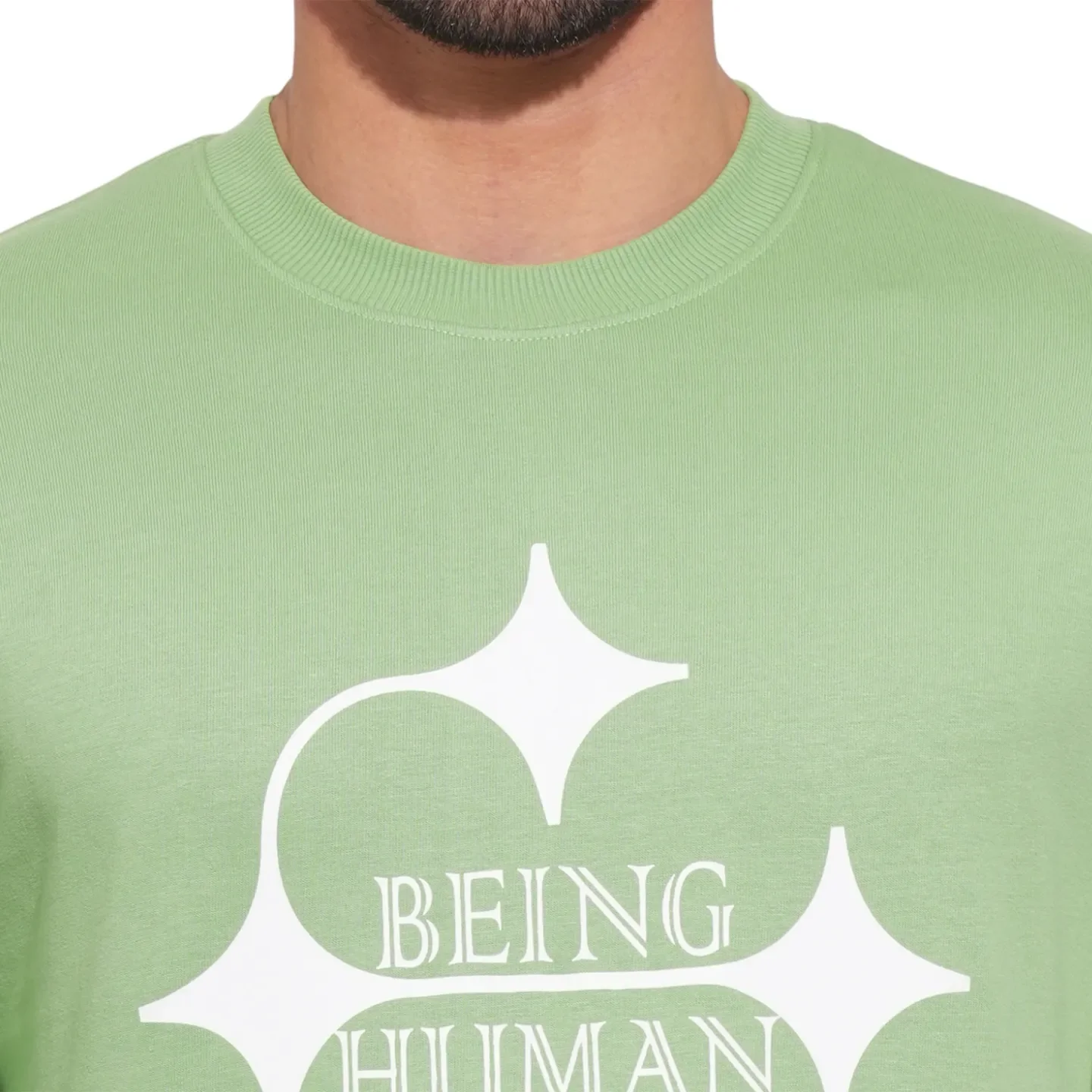 Sage Green Regular Fit Round Neck Men's Sweatshirt by Being Human Clothing - Image 5