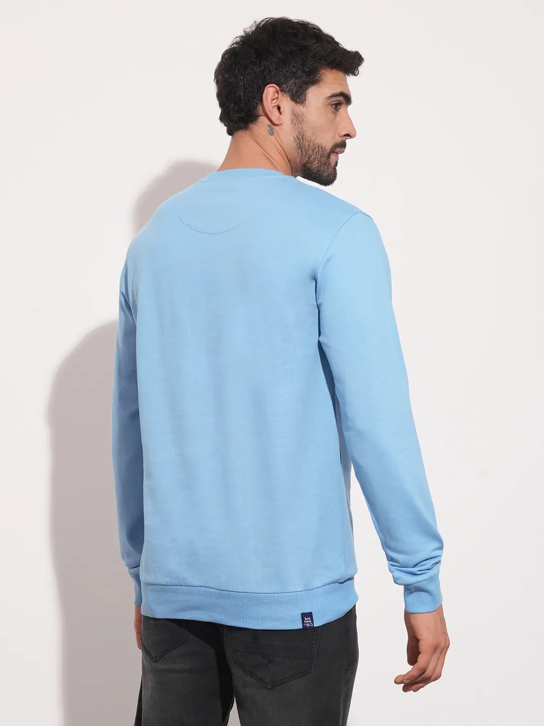 Blue Regular Fit Round Neck Long Sleeves Men's Sweatshirt by Being Human Clothing - Image 3