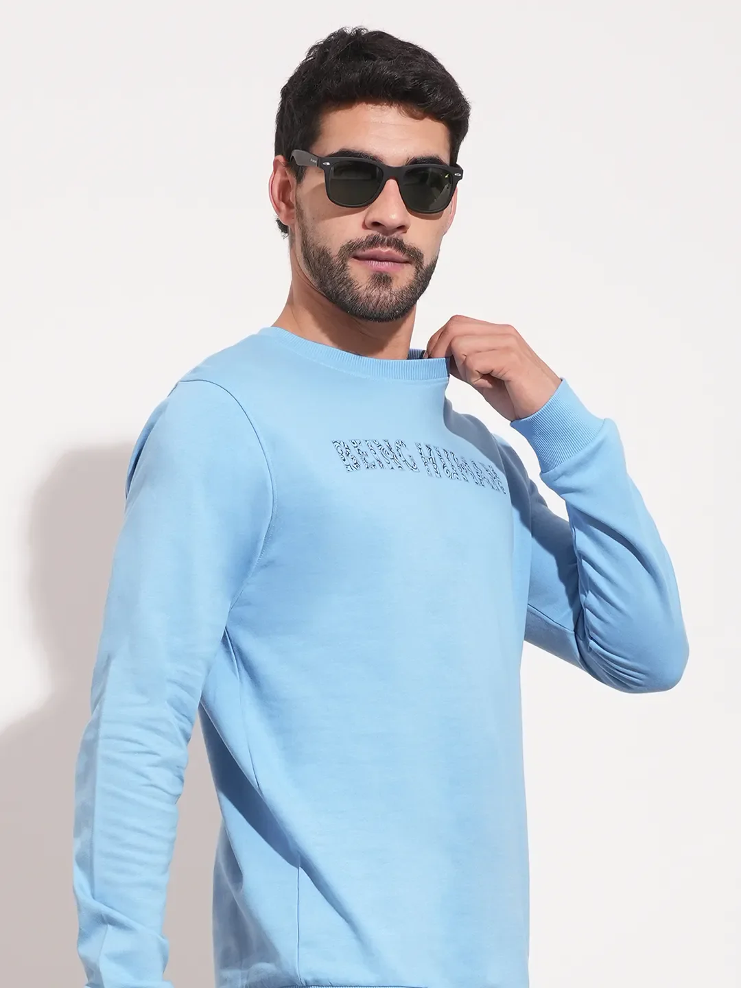 Blue Regular Fit Round Neck Long Sleeves Men's Sweatshirt by Being Human Clothing - Image 7