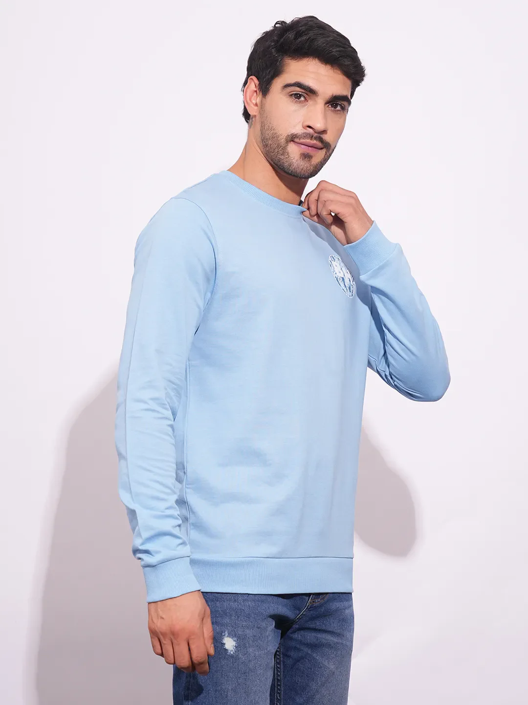 Blue Regular Fit Round Neck Long Sleeves Men's Sweatshirt by Being Human Clothing - Image 2