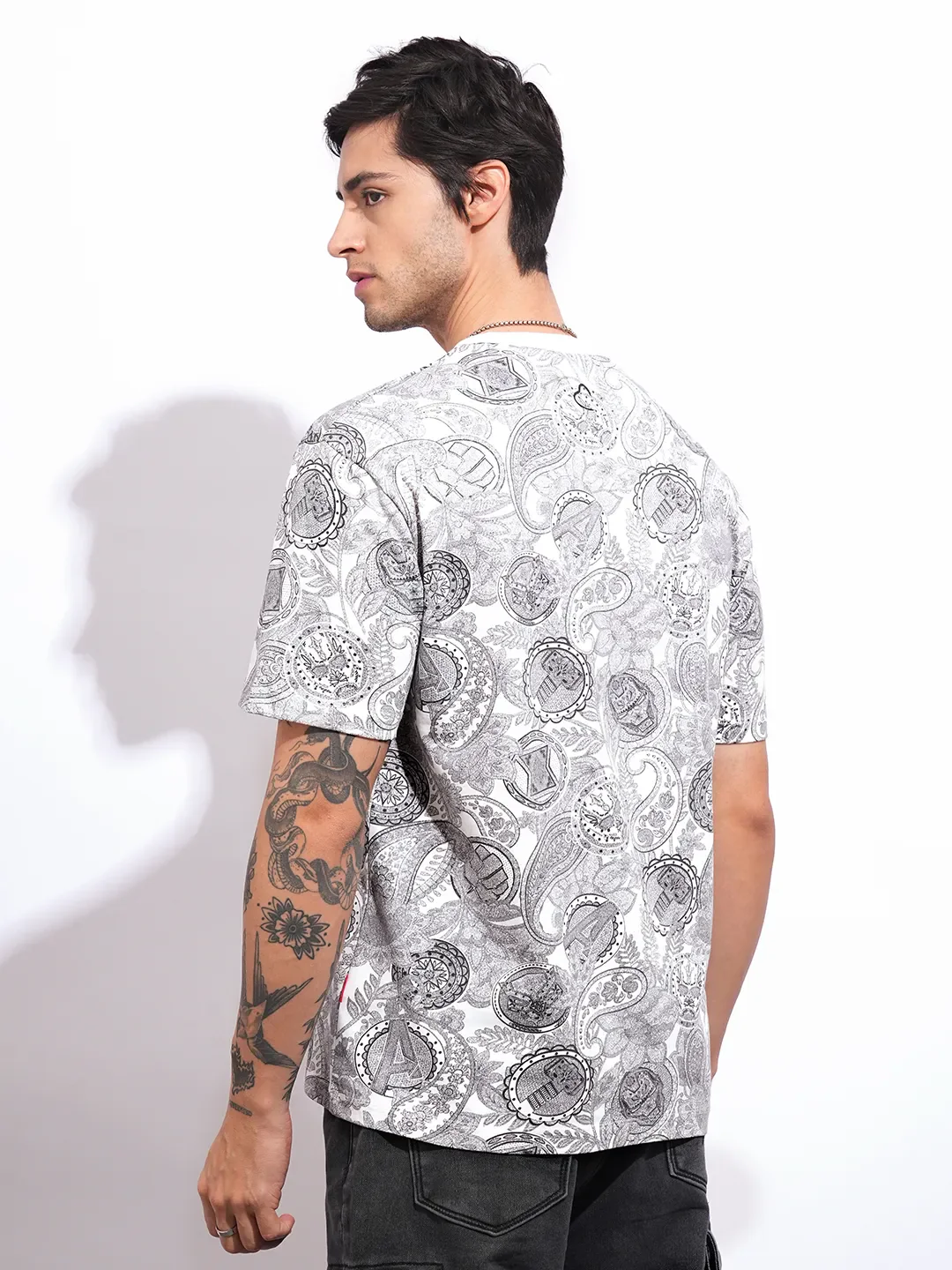 Avengers White Easy Fit Round Neck Men's T-Shirt by Being Human Clothing - Image 3