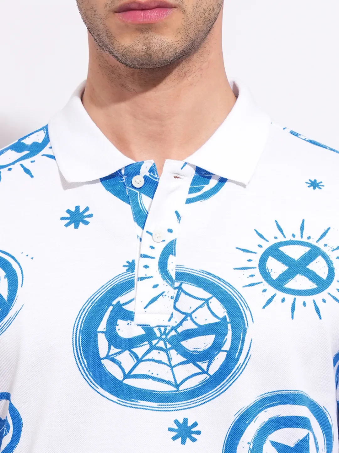 Avengers White Regular Collar Men's Polo Neck by Being Human Clothing - Image 5
