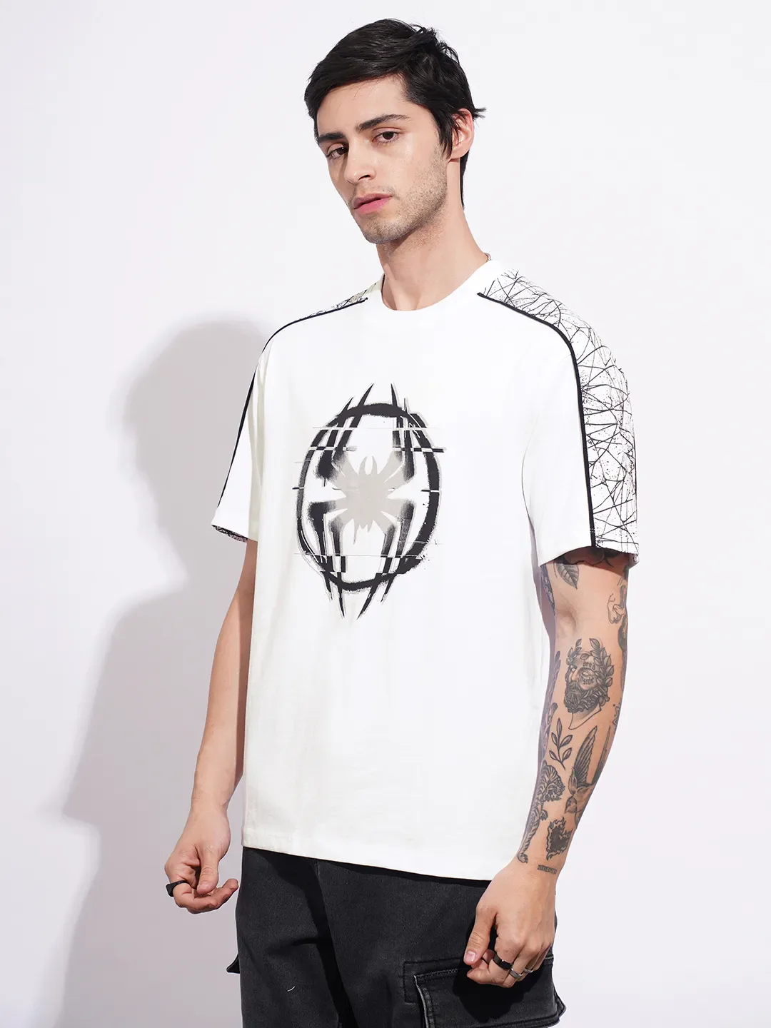 Spiderman White Easy Fit Round Neck Men's T-Shirt by Being Human Clothing - Image 2