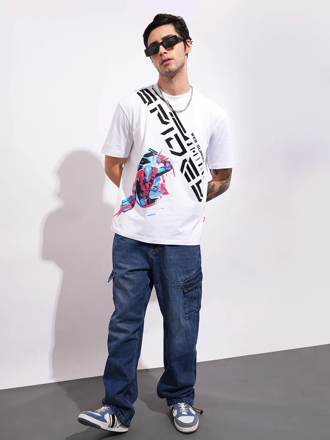Spiderman White Easy Fit Round Neck Men's T-Shirt by Being Human Clothing - Image 4