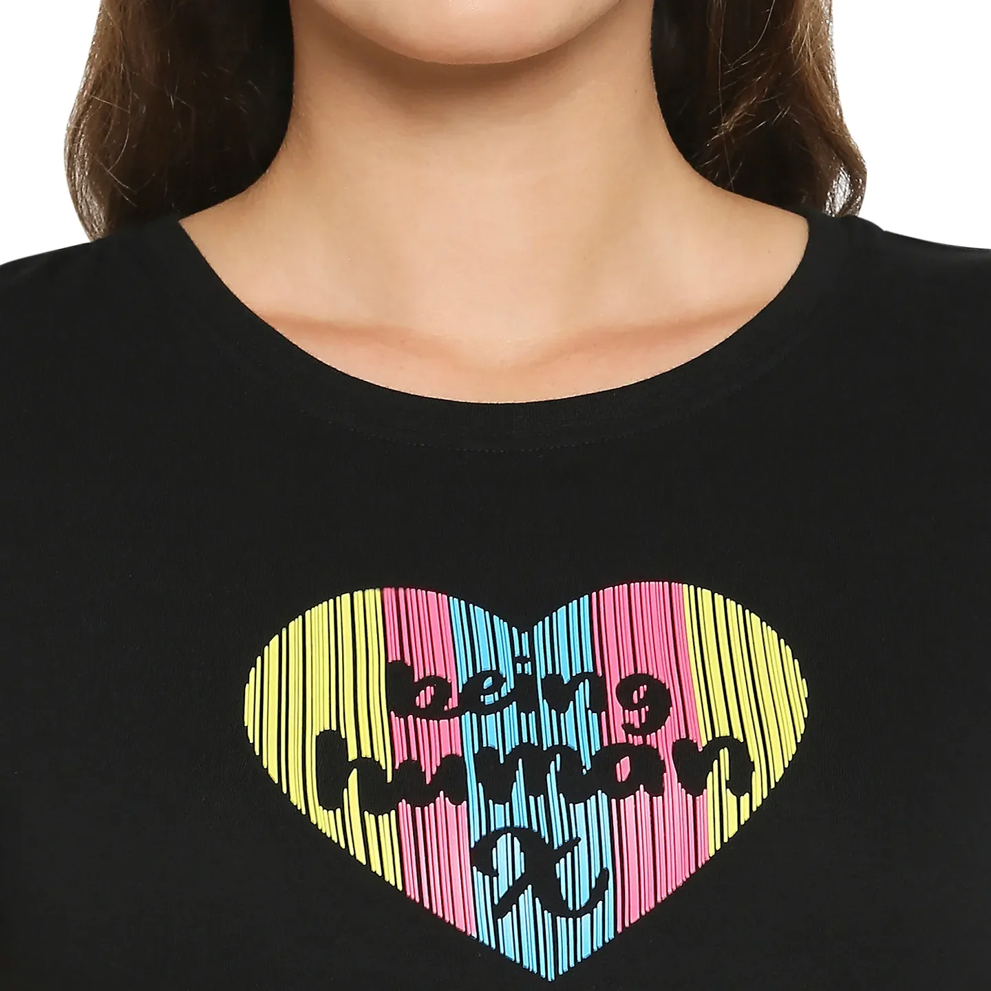 Black Regular Fit Round Neck Short Sleeves Cotton Women's T-Shirt by Being Human Clothing - Image 6
