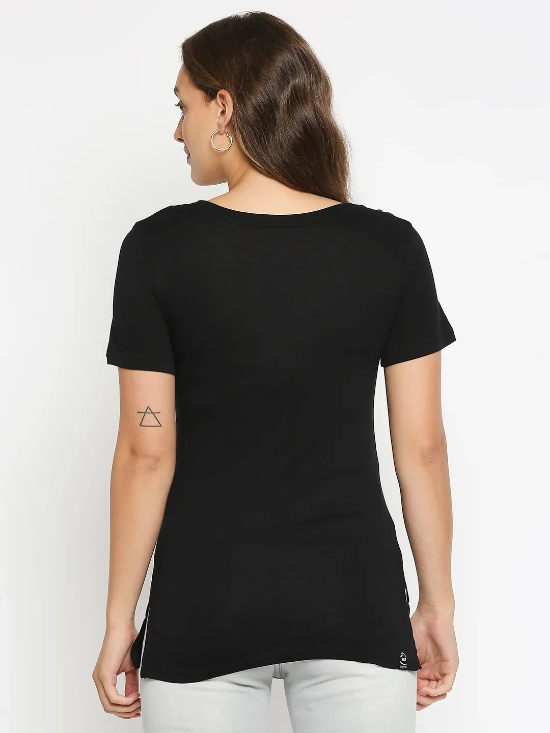 Black Regular Fit Round Neck Short Sleeves Modal Jersey Women's T-Shirt by Being Human Clothing - Image 4