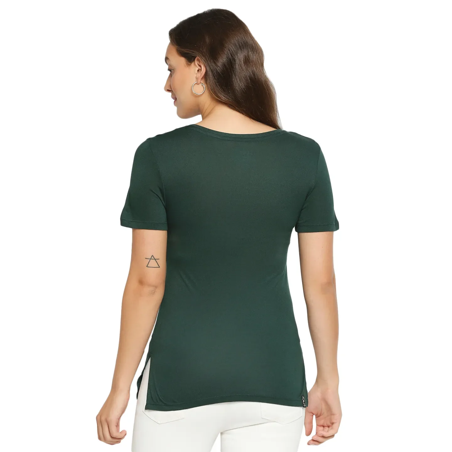 Forest Green Semi Fit Women's Viscose T-Shirt By Being Human Clothing - Image 2