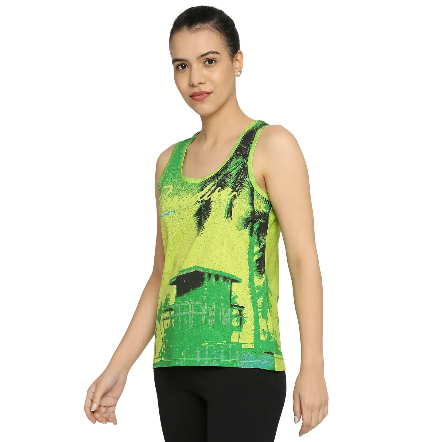 Green Semi Fit Women's Cotton T-Shirt By Being Human Clothing - Image 2