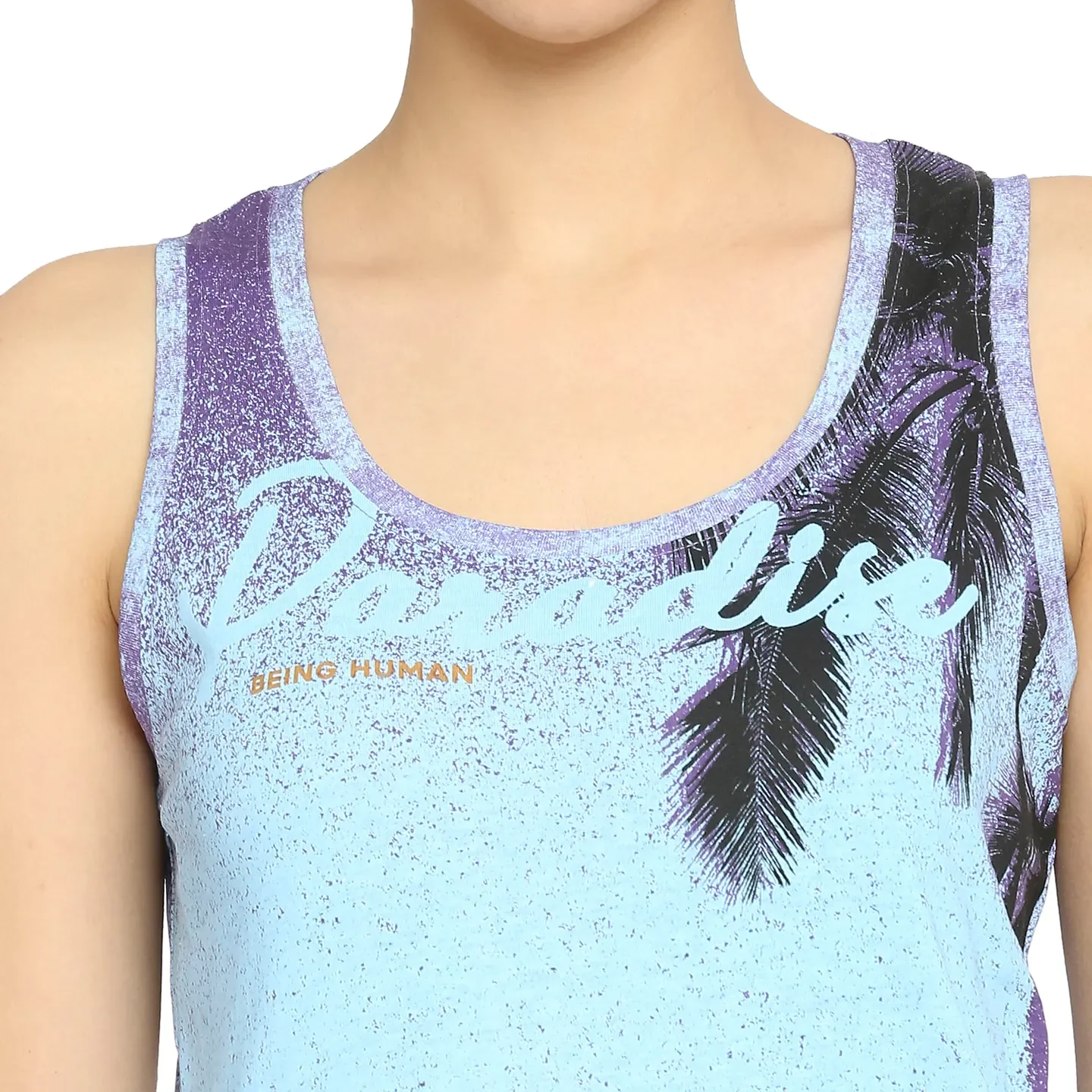 Blue Semi Fit Women's Cotton Tank Top By Being Human Clothing - Image 5