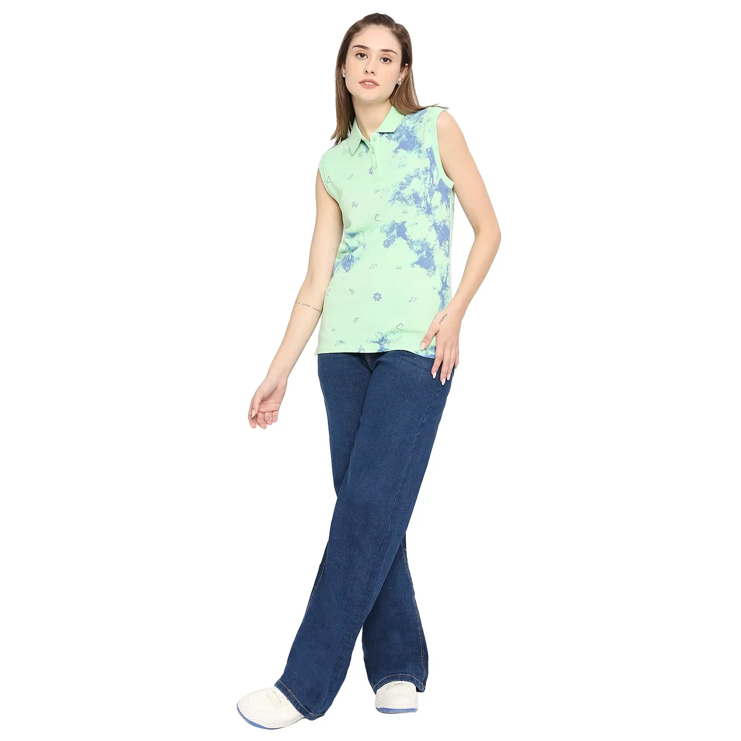 Green Women's Cotton Sleeveless Polo Tank Top By Being Human Clothing - Image 2