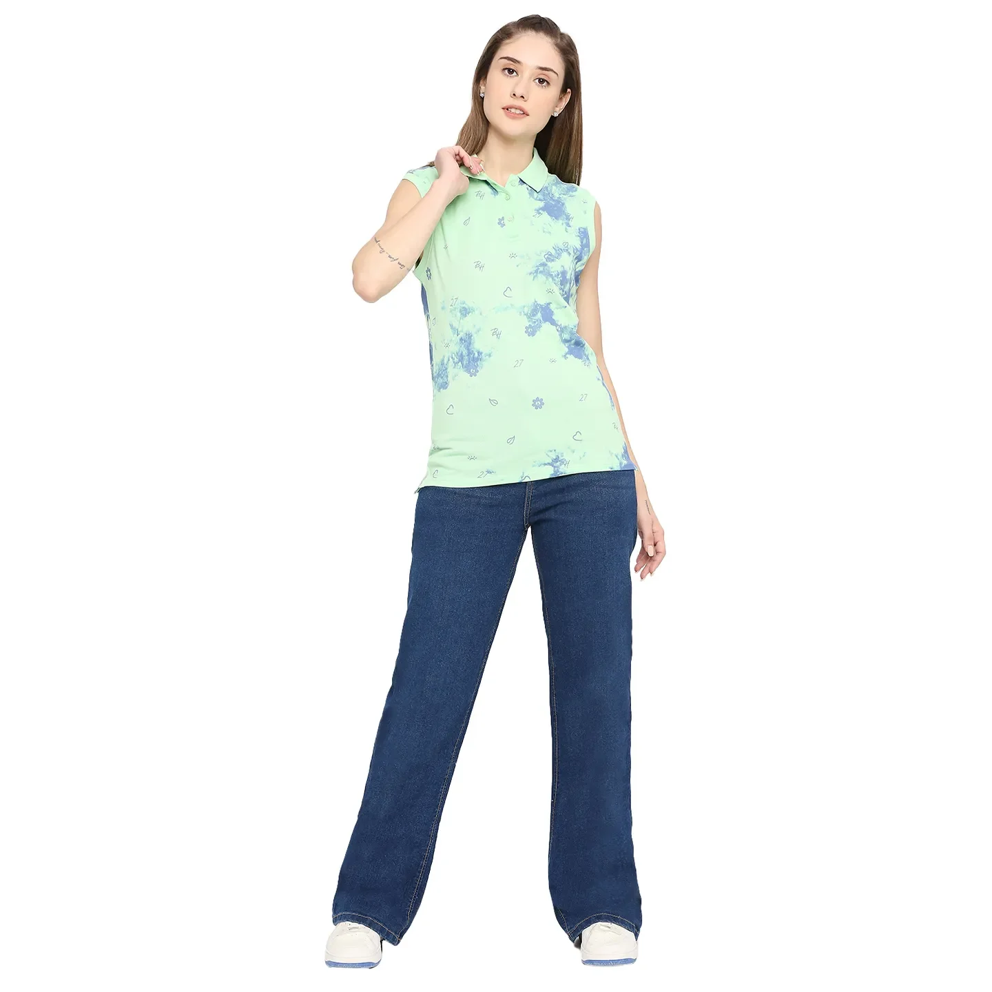 Green Women's Cotton Sleeveless Polo Tank Top By Being Human Clothing - Image 3