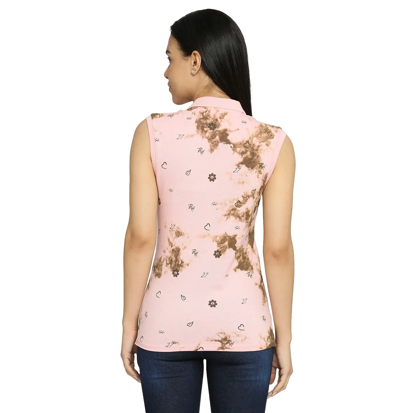 Pink Women's Cotton Sleeveless Polo Tank Top By Being Human Clothing - Image 4