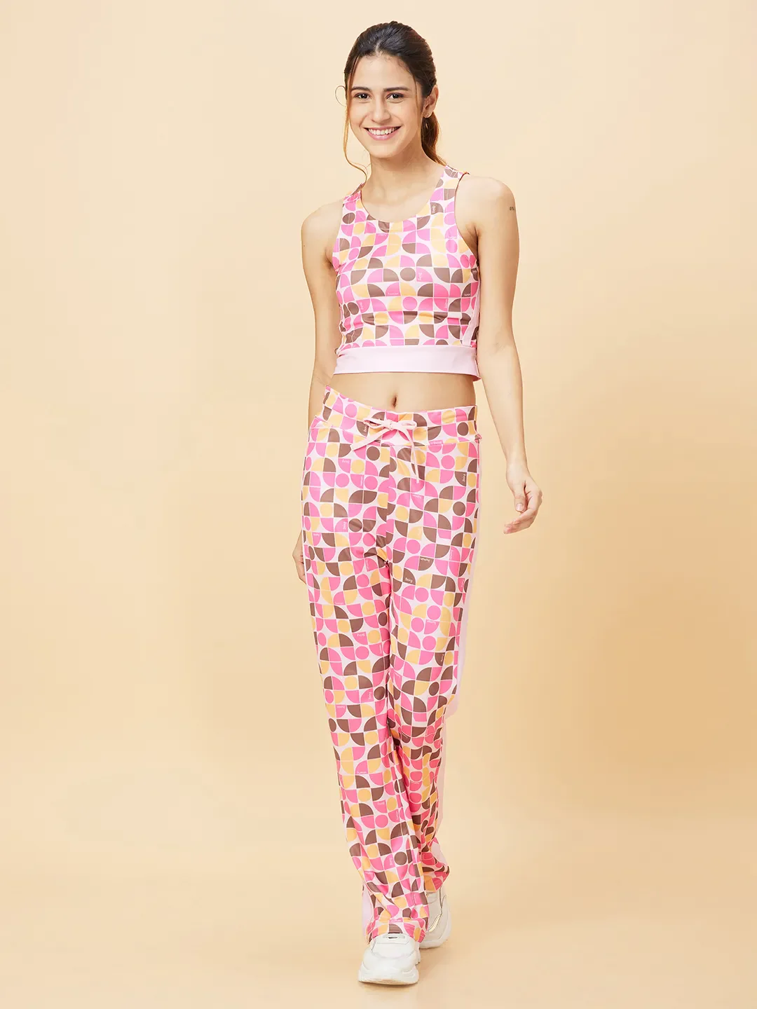 Pink Slim Fit Women's Cropped T-Shirt By Being Human Clothing - Image 2