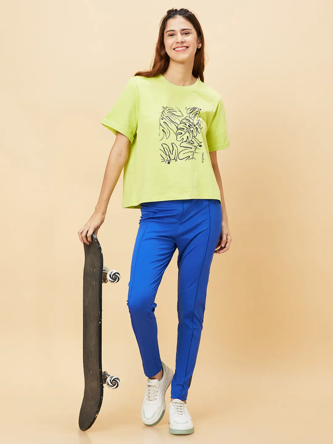 Green Relaxed Fit Women's Cotton T-Shirt By Being Human Clothing - Image 6