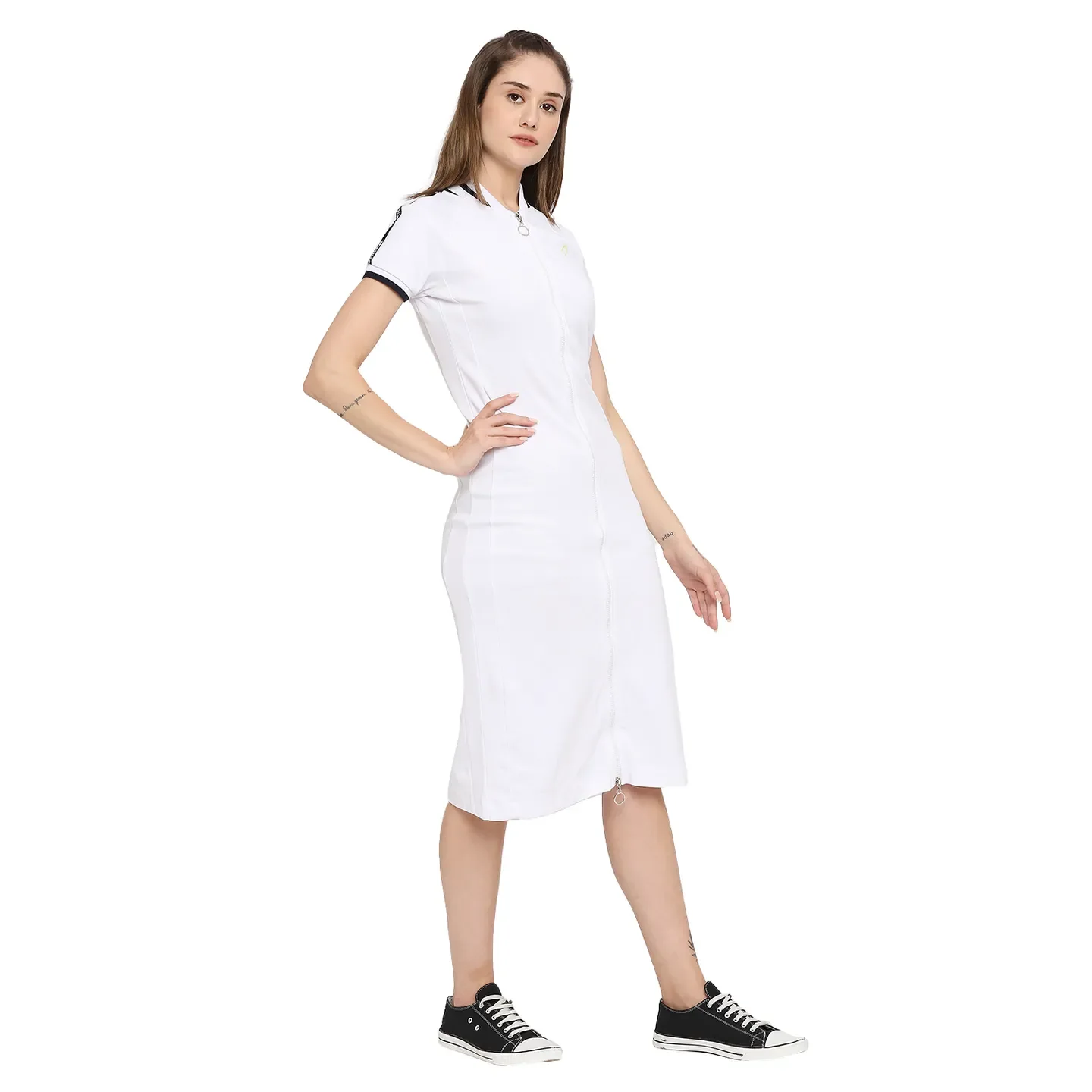 White Women's Cotton Dress By Being Human Clothing - Image 3