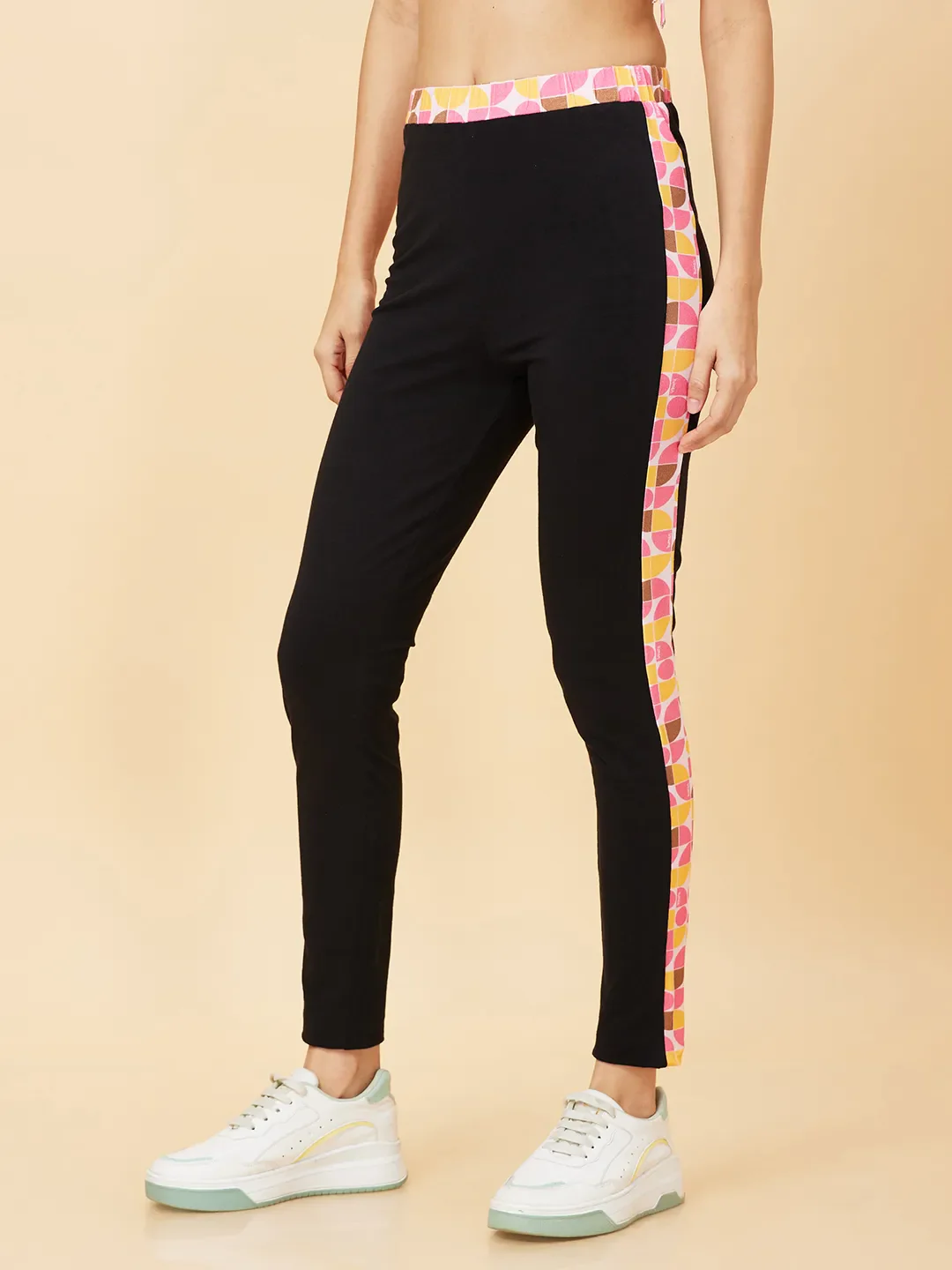 Black Skinny Fit Women's Cotton Track Pants By Being Human Clothing - Image 3