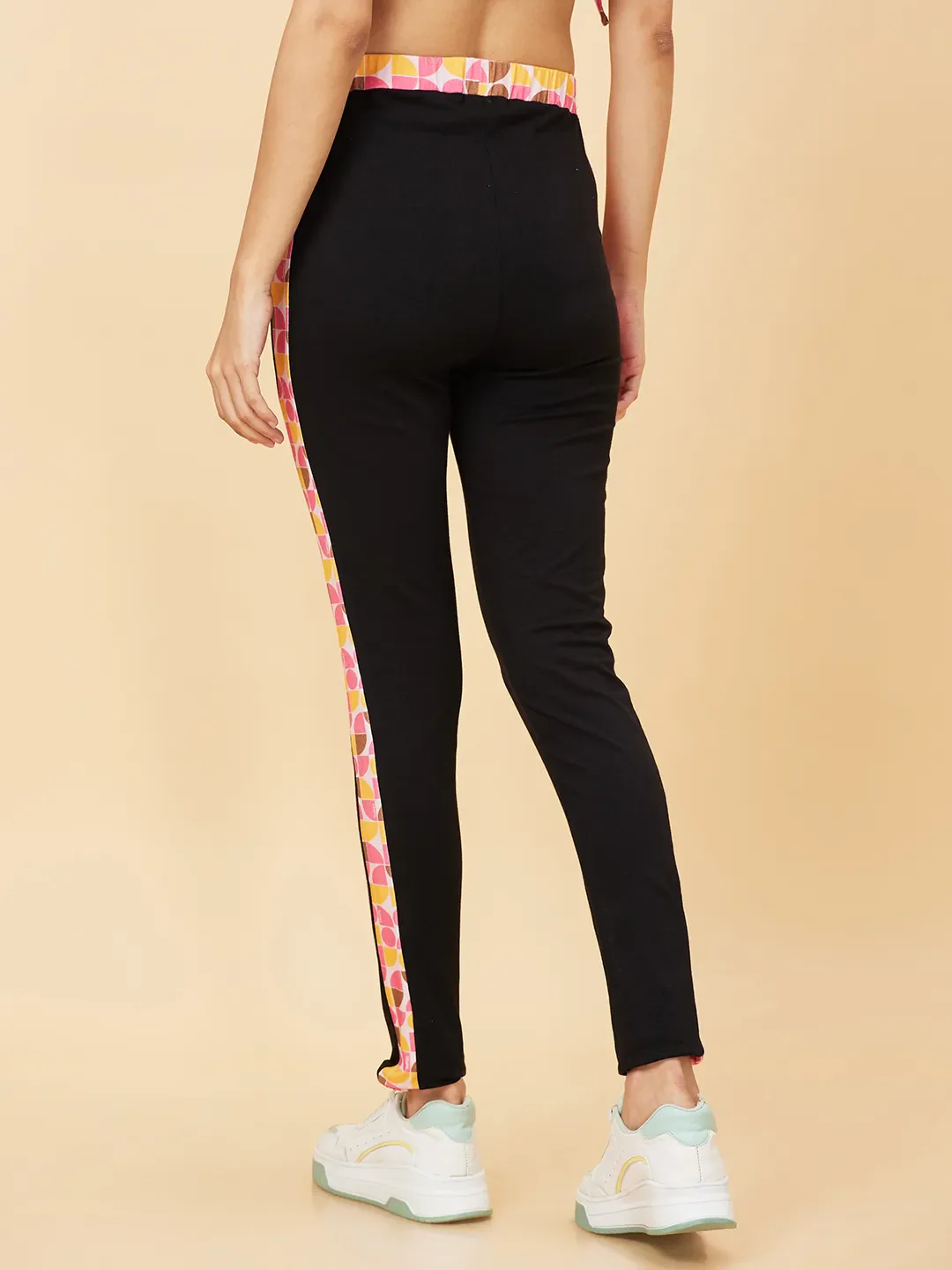 Black Skinny Fit Women's Cotton Track Pants By Being Human Clothing - Image 4
