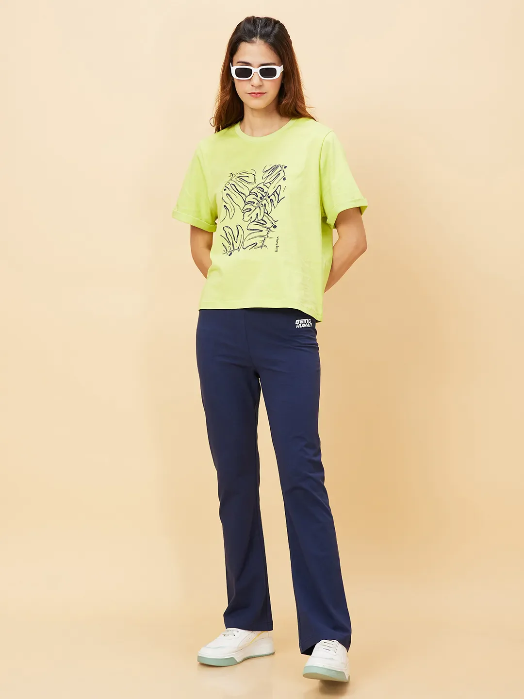 Blue Boot Cut Women's Cotton Track Pants By Being Human Clothing - Image 6